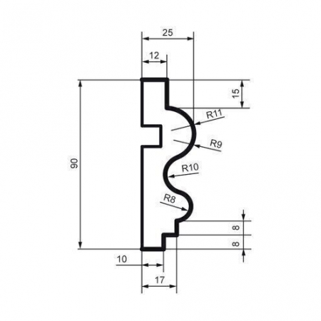 Brâu pentru exterior, MC 106, 9cm x 2.5cm x 200cm [1]
