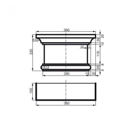 Capitel/baza pentru pilastru, PC 110, 22cmx 36cm x 10.2cm [2]