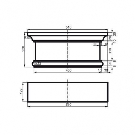 Capitel/baza pentru pilastru, PC 112, 51cmx 22cm x 12.2cm [2]