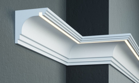 Scafe luminoase-profile pentru iluminare indirecta cu LED-exterior - Cornișă de exterior, KC 302 LED, 22cm x 21cm x 200cm