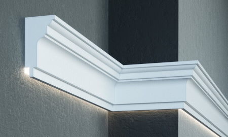 Scafe luminoase-profile pentru iluminare indirecta cu LED-exterior - Cornișă de exterior, KC 304 LED, 22cm x 12cm x 200cm