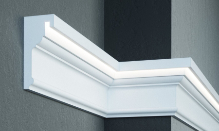 Scafe luminoase-profile pentru iluminare indirecta cu LED-exterior - Cornișă de exterior, KC 308 LED, 12.5cn x 28.5cm x 200cm