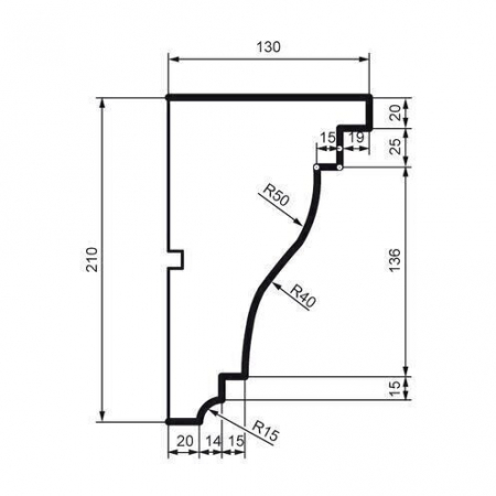 Cornișă pentru exterior, KC 106, 21cm x 13cm x 200cm [1]