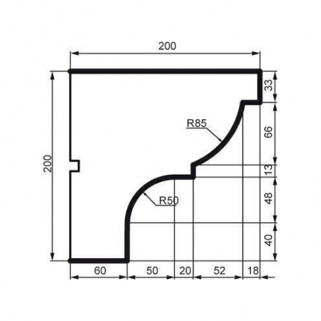 Cornișă pentru exterior, KC 121, 20cm x 20cm x 200cm [1]