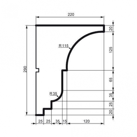 Cornișă pentru exterior, KC 132, 29cm x 22cm x 200cm [1]