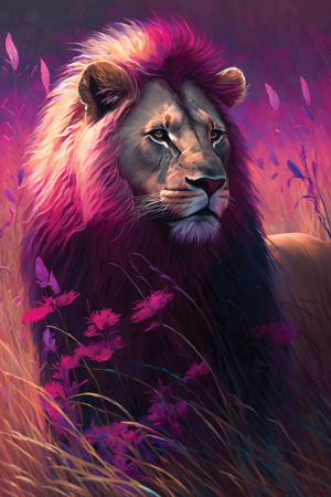 Tablouri Chic și Glam - Leu roz, vis fantastic