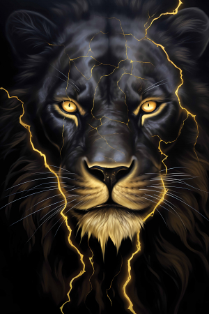 Tablouri Chic și Glam - Panteră neagră, fulger auriu