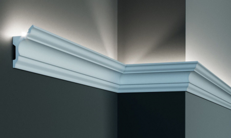 Scafe luminoase- profile pentru banda led, de interior - Scafa luminoasa - cornisa din poliuretan,Tesori F, KF717, 8.1cmx4.5cmx200cm