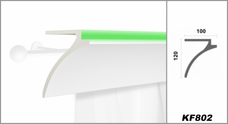 Scafa luminoasa - cornisa masca galerie perdea , din poliuretan,Tesori F, KF802, 12cmx10cmx200cm [1]