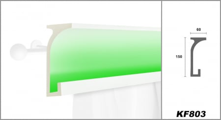 Scafa luminoasa - cornisa masca galerie perdea , din poliuretan,Tesori F, KF803, 15cmx6cmx200cm [2]