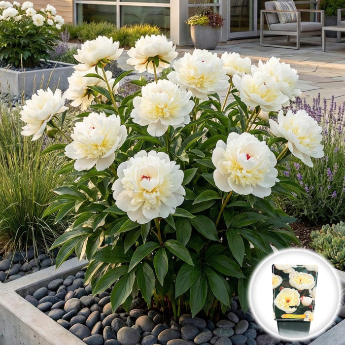 Paeonia lactiflora Immaculee Bujor Erbaceu Alb Dublu Ghiveci Pepiniera Sibiu [2]