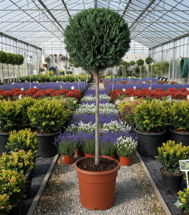 Chiparos Albastru Glob Chamaecyparis Columnaris pe Picior 100cm Pepiniera Sibiu [2]