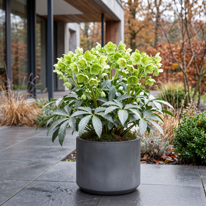 Helleborus argutifolius Silver spanz corsican frunze argintii ghiveci P9-P11 Pepiniera Sibiu [2]