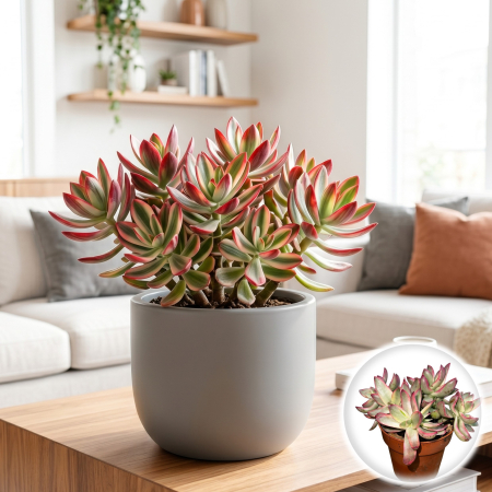 Plante Interior - crassula-rubricaulis-candy-cane-suculenta-tricolora-pepiniera-sibiu