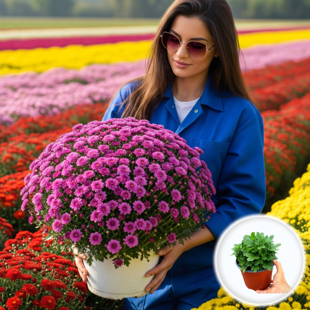 Flori Gradina si Balcon - Crizantema Multiflora Mov XL tufa mare inflorita ghiveci Pepiniera Sibiu