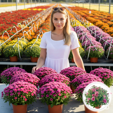 Flori Gradina si Balcon - 10 Crizanteme Mix - Roz