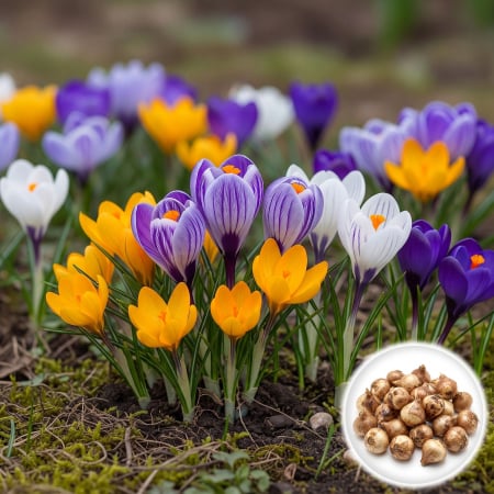 Seminte și Bulbi - pachet-50-bulbi-crocus-mix-large-flowering-primavara