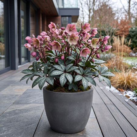 Helleborus lividus Pink spanz roz frunze marmorate ghiveci Pepiniera Sibiu [1]