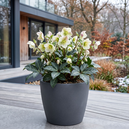 Helleborus lividus White spanz alb flori de iarna frunzis marmorat ghiveci Pepiniera Sibiu [1]