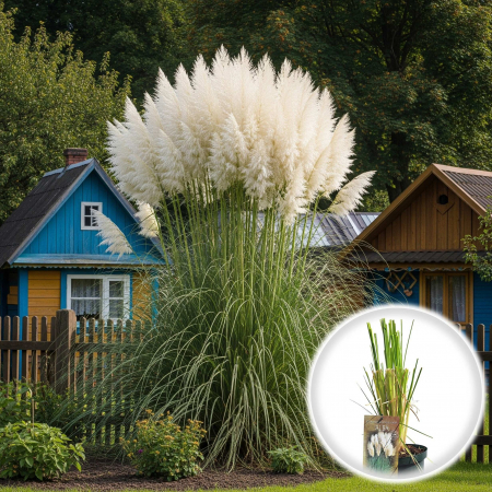 Iarba Decorativa - iarba de Pampas Alba - 40cm