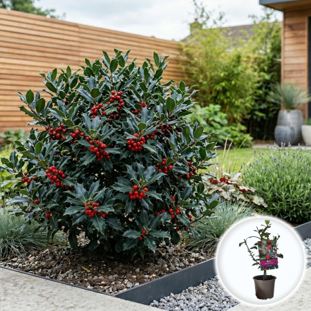 Ilex - Ilex meserveae Blue Maid ilice albastra tufa 30cm ghiveci Pepiniera Sibiu