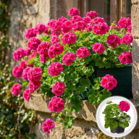 Flori Gradina si Balcon - Muscata Curgatoare Floare Dubla Roz 20cm Productie Proprie Pepiniera Sibiu