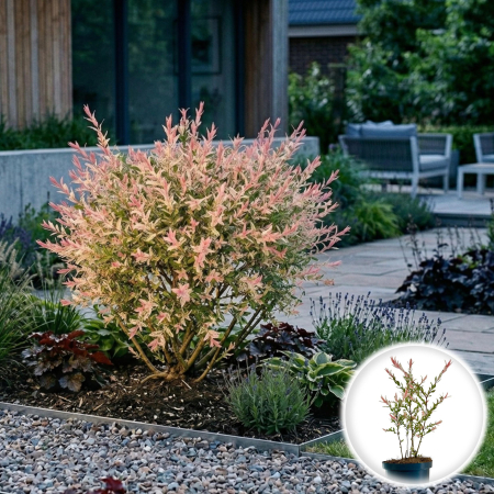 Salcie - Salix integra Hakuro Nishiki salcie japoneza tricolora tufa 50cm frunze roz Pepiniera Sibiu