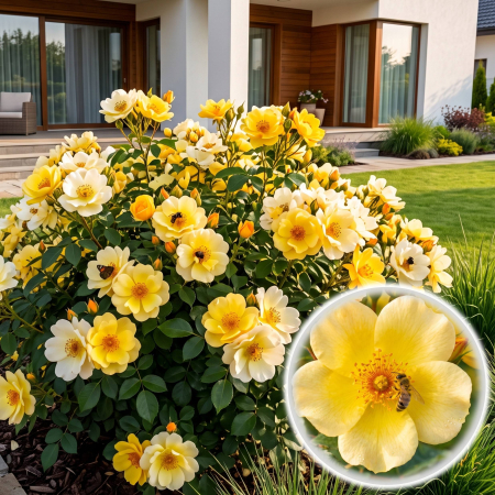 Trandafiri Floribunda - rosa-bee-gold-trandafir-galben-floribunda-pepiniera-sibiu