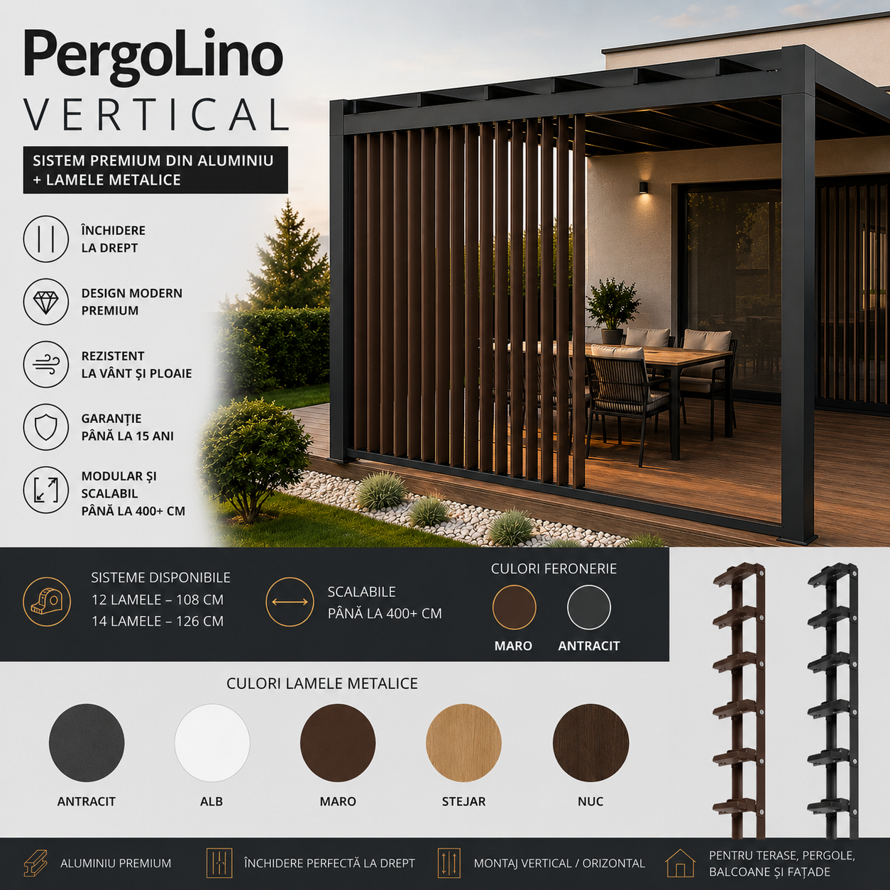 PergoLino Vertical - Lamele metalice