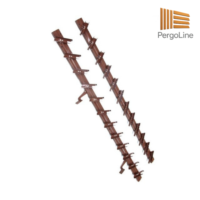 127 cm înălțime: kit complet Jaluzea reglabilă cu glisiere metalice PergoLino14 + 14 lamele 100-130 cm din lemn de pin natur [3]