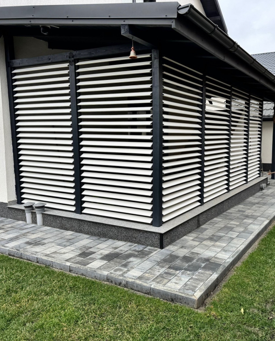 216 cm înălțime: kit complet Jaluzea reglabilă cu glisiere metalice + 24 lamele 100-130 cm din lemn de pin natur [3]
