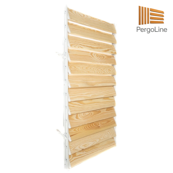 216 cm înălțime: kit complet Jaluzea reglabilă cu glisiere metalice + 24 lamele 100-130 cm din lemn de pin natur [28]