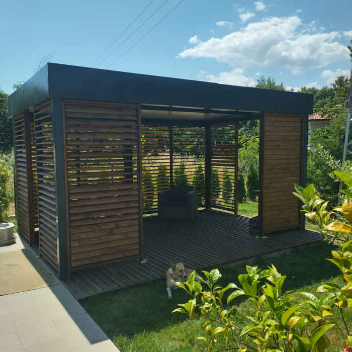 234 cm înălțime: kit complet Jaluzea reglabilă cu glisiere metalice + 26 lamele 100/110/130 cm din lemn de pin natur [2]