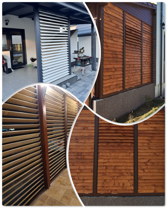 90 cm înălțime: kit complet Jaluzea reglabilă cu glisiere metalice PergoLino10 + 10 lamele 110-130 cm din lemn de pin natur [4]