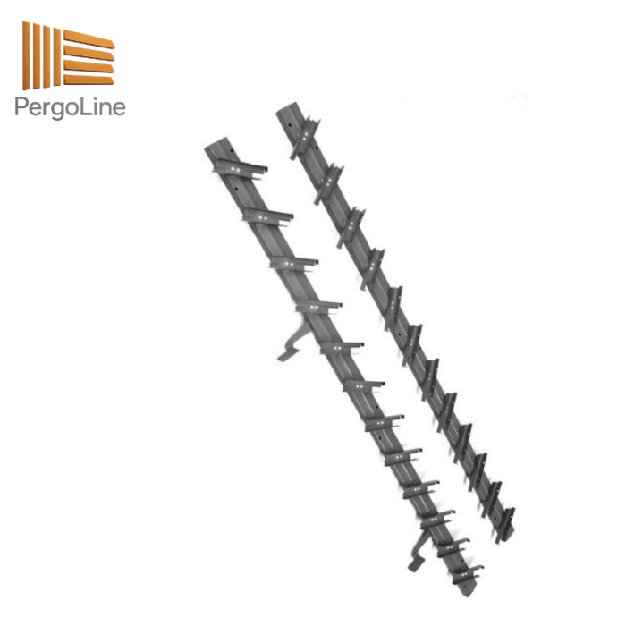 90 cm înălțime: kit complet Jaluzea reglabilă cu glisiere metalice PergoLino10 + 10 lamele 110-130 cm din lemn de pin natur [18]