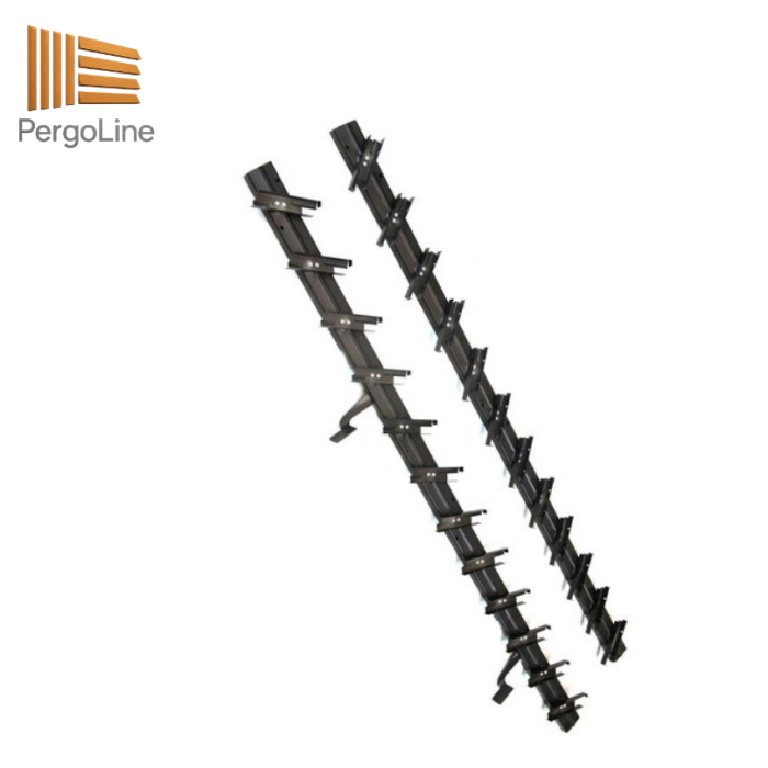 90 cm înălțime: kit complet Jaluzea reglabilă cu glisiere metalice PergoLino10 + 10 lamele 110-130 cm din lemn de pin natur [17]