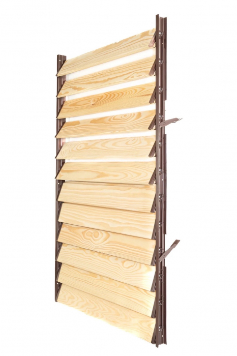 90 cm înălțime: kit complet Jaluzea reglabilă cu glisiere metalice PergoLino10 + 10 lamele 110-130 cm din lemn de pin natur [3]