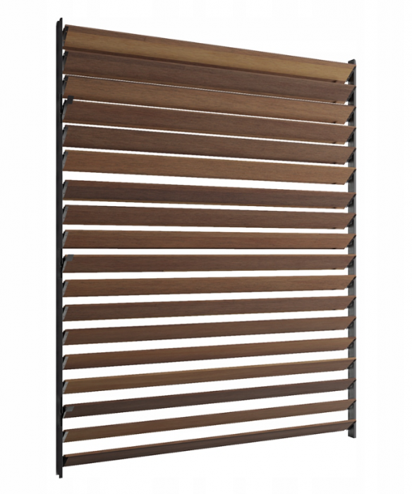 90 cm înălțime: kit complet Jaluzea reglabilă cu glisiere metalice PergoLino10 + 10 lamele 110-130 cm din lemn de pin natur [10]