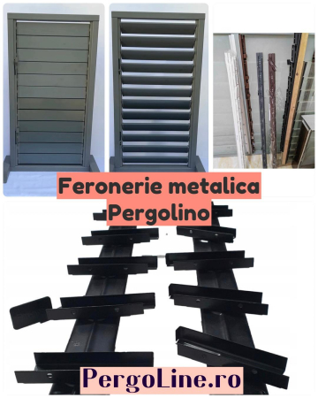 109 cm înălțime: kit complet Jaluzea reglabilă cu glisiere metalice PergoLino12 + 12 lamele 100-130 cm din lemn de pin natur [17]