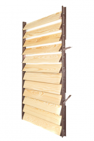 127 cm înălțime: kit complet Jaluzea reglabilă cu glisiere metalice PergoLino14 + 14 lamele 100-130 cm din lemn de pin natur [2]