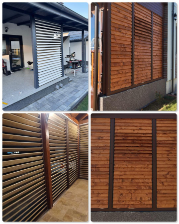 109 cm înălțime: kit complet Jaluzea reglabilă cu glisiere metalice PergoLino12 + 12 lamele 100-130 cm din lemn de pin natur [9]