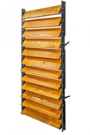 109 cm înălțime: kit complet Jaluzea reglabilă cu glisiere metalice PergoLino12 + 12 lamele 100-130 cm din lemn de pin natur [5]