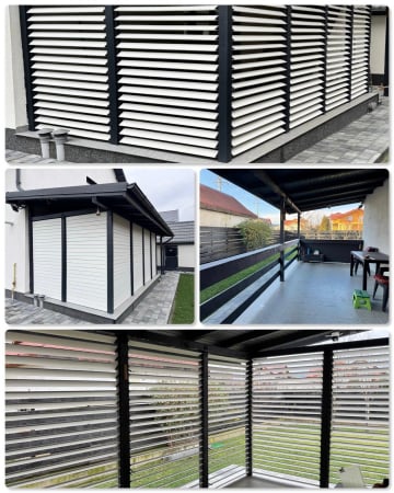 109 cm înălțime: kit complet Jaluzea reglabilă cu glisiere metalice PergoLino12 + 12 lamele 100-130 cm din lemn de pin natur [13]