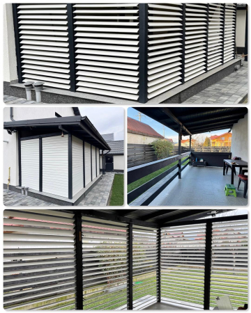 127 cm înălțime: kit complet Jaluzea reglabilă cu glisiere metalice PergoLino14 + 14 lamele 100-130 cm din lemn de pin natur [13]