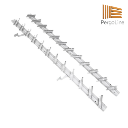 127 cm înălțime: kit complet Jaluzea reglabilă cu glisiere metalice PergoLino14 + 14 lamele 100-130 cm din lemn de pin natur [21]