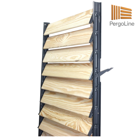 216 cm înălțime: kit complet Jaluzea reglabilă cu glisiere metalice + 24 lamele 100-130 cm din lemn de pin natur [28]