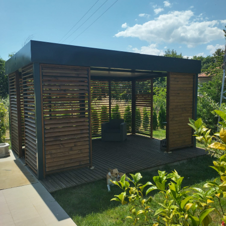234 cm înălțime: kit complet Jaluzea reglabilă cu glisiere metalice + 26 lamele 100/110/130 cm din lemn de pin natur [1]