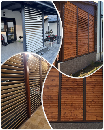 90 cm înălțime: kit complet Jaluzea reglabilă cu glisiere metalice PergoLino10 + 10 lamele 110-130 cm din lemn de pin natur [3]