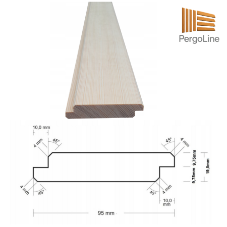 90 cm înălțime: kit complet Jaluzea reglabilă cu glisiere metalice PergoLino10 + 10 lamele 110-130 cm din lemn de pin natur [3]