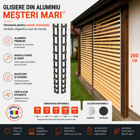 Glisiere din aluminiu - Feronerie glisiere din aluminiu pentru lamele orientabile